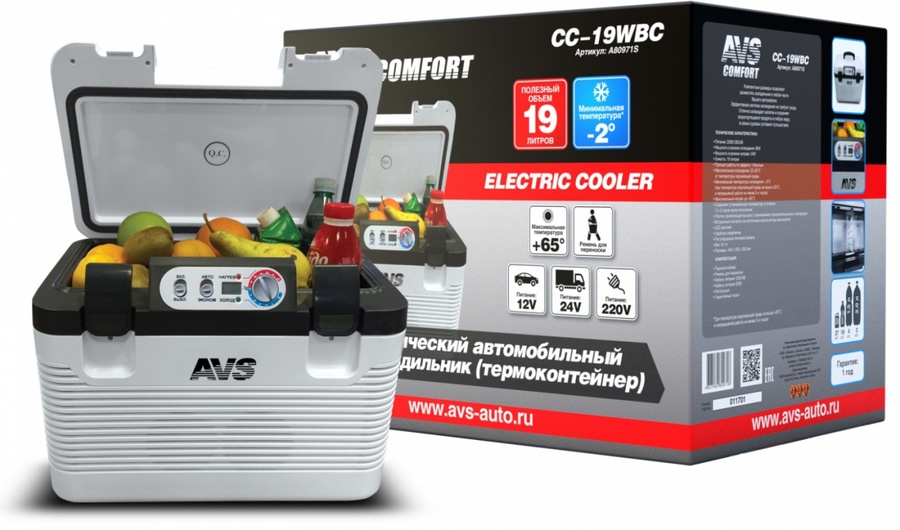 AVS CC-19WBC(программное управление) 19л термоэлектрический автохолодильник