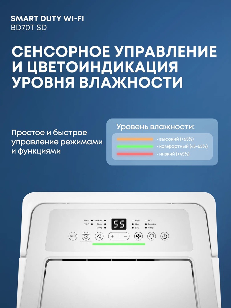 Ballu Smart Duty Wi-Fi BD70T SD бытовой осушитель воздуха