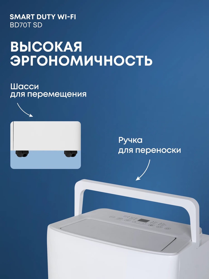 Ballu Smart Duty Wi-Fi BD70T SD бытовой осушитель воздуха