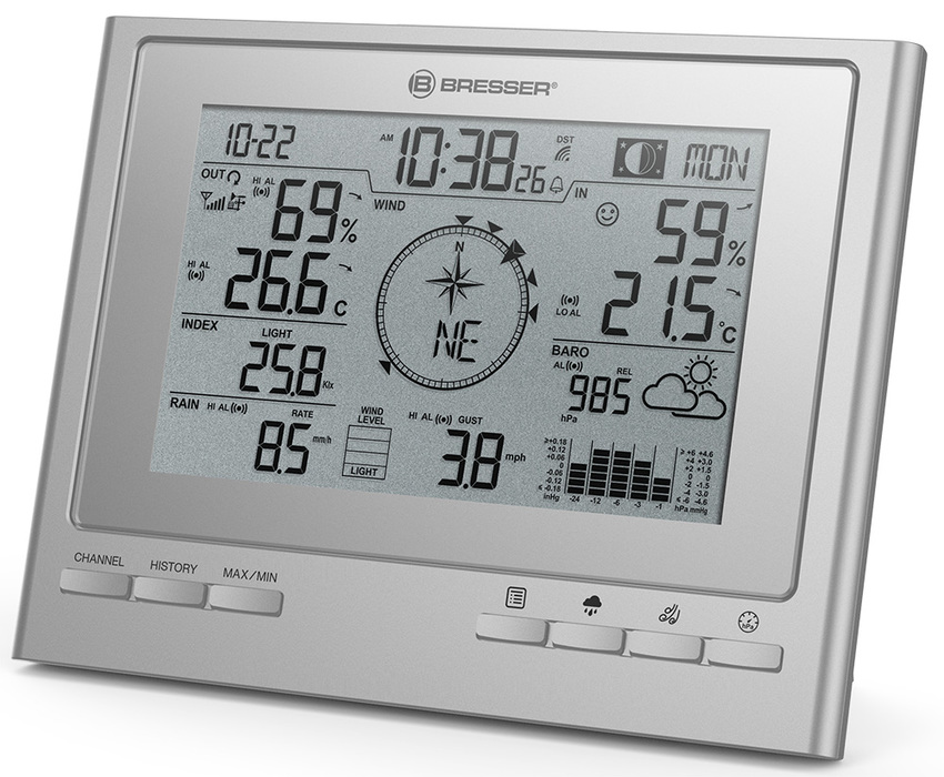 Bresser "7 в 1" ClimateScout Exclusive, серебристая (78434) цифровая метеостанция