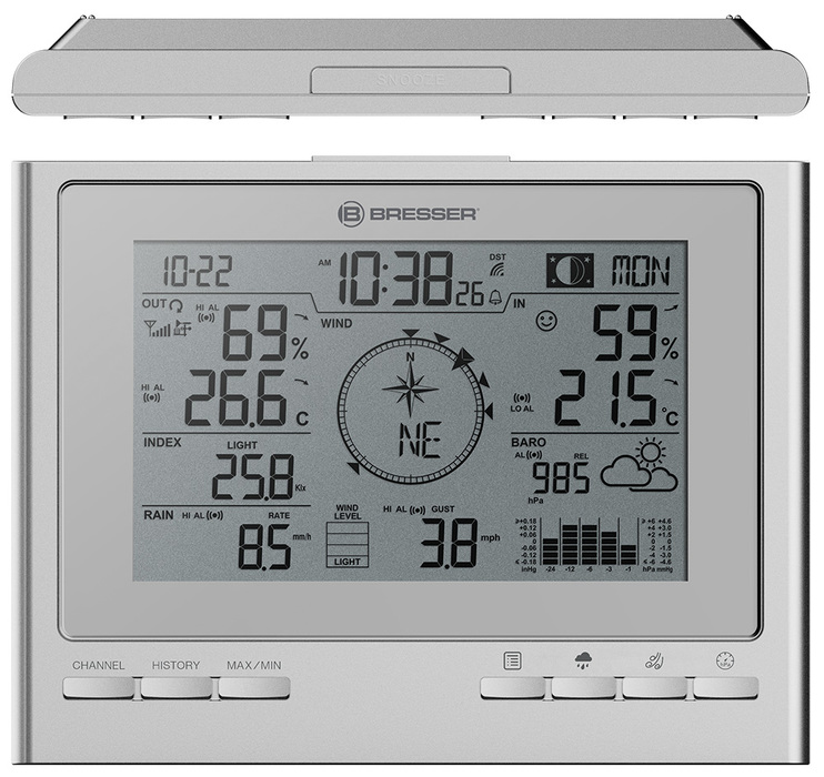 Bresser "7 в 1" ClimateScout Exclusive, серебристая (78434) цифровая метеостанция