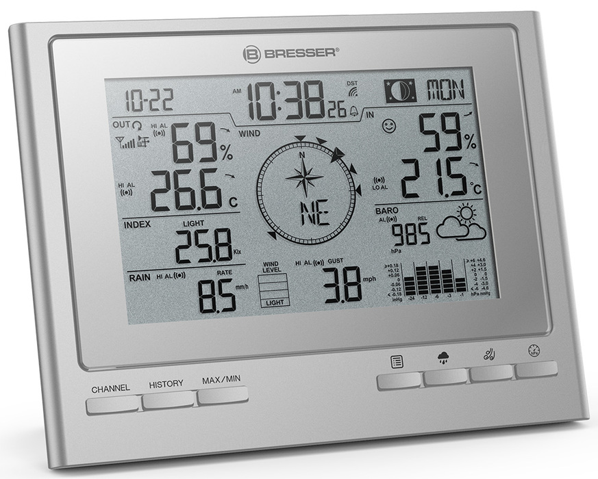 Bresser "7 в 1" ClimateScout Exclusive, серебристая (78434) цифровая метеостанция