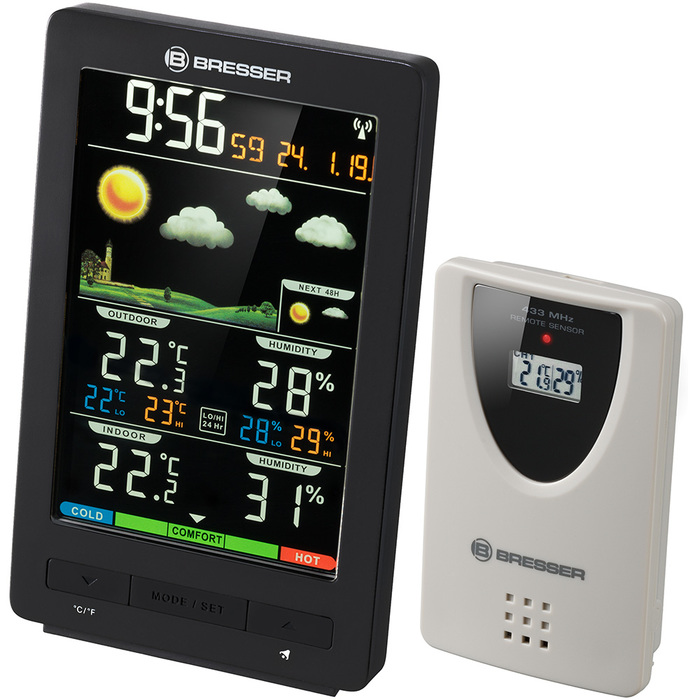 Bresser ClimaTemp WS с цветным дисплеем, черная (77562) цифровая метеостанция