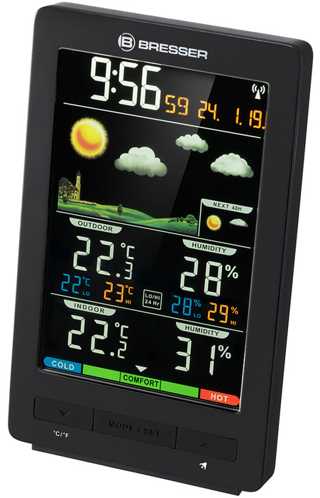 Bresser ClimaTemp WS с цветным дисплеем, черная (77562) цифровая метеостанция