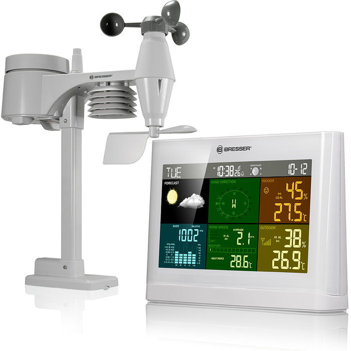 Bresser Comfort 5 в 1 с цветным дисплеем (белая) (76456) цифровая метеостанция