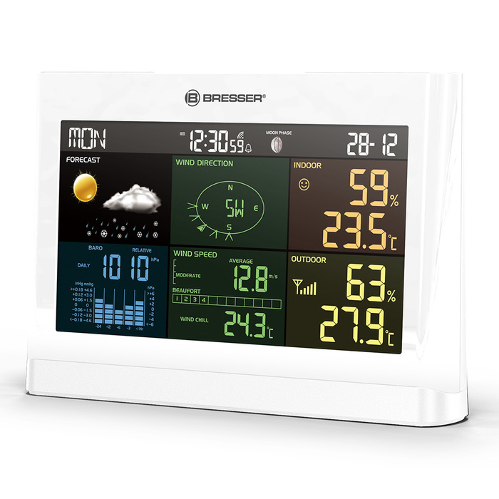 Bresser Comfort 5 в 1 с цветным дисплеем (белая) (76456) цифровая метеостанция
