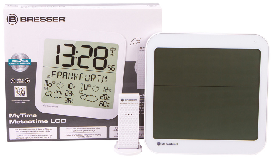 Bresser MyTime Meteotime LCD, белые проекционные часы