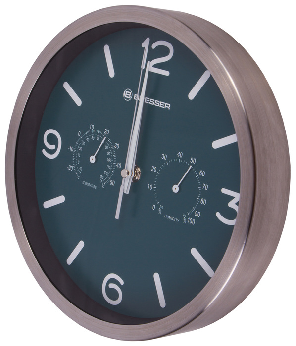 Bresser MyTime ND DCF Thermo/Hygro, 25 см, бирюзовые проекционные часы