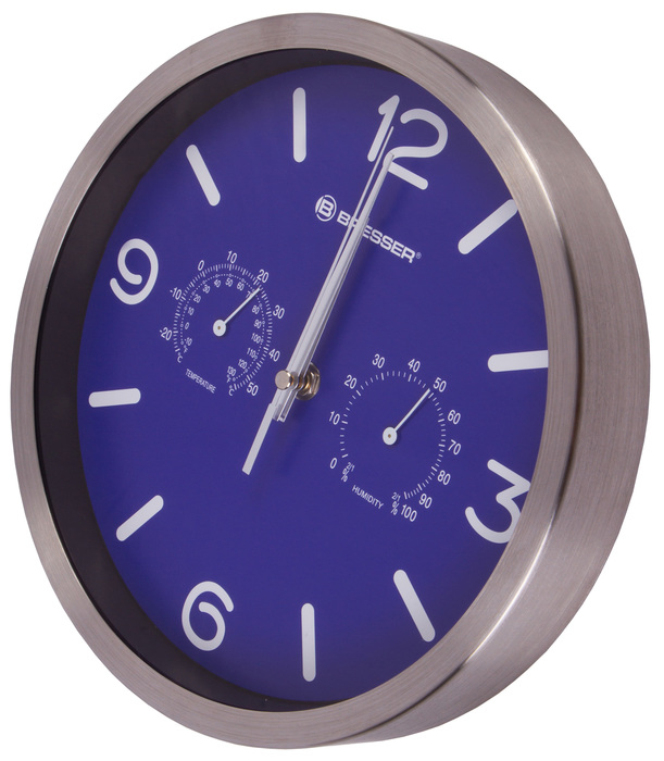 Bresser MyTime ND DCF Thermo/Hygro, 25 см, синие проекционные часы