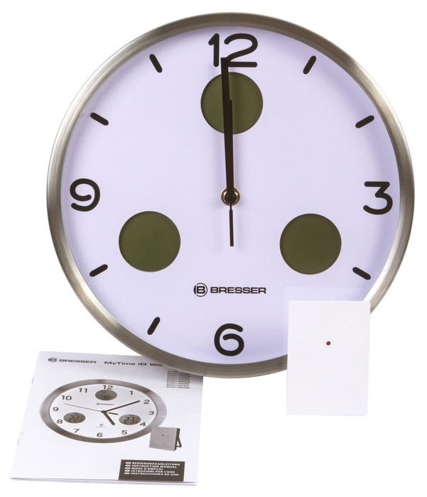 Bresser MyTime io NX Thermo/Hygro, 30 см, белые проекционные часы