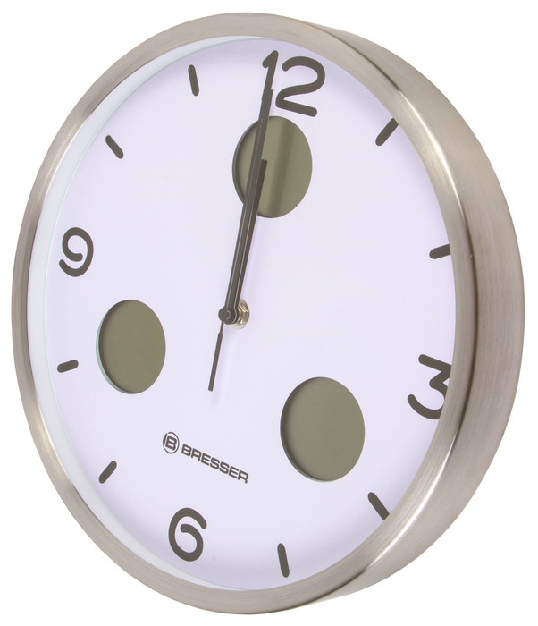 Bresser MyTime io NX Thermo/Hygro, 30 см, белые проекционные часы