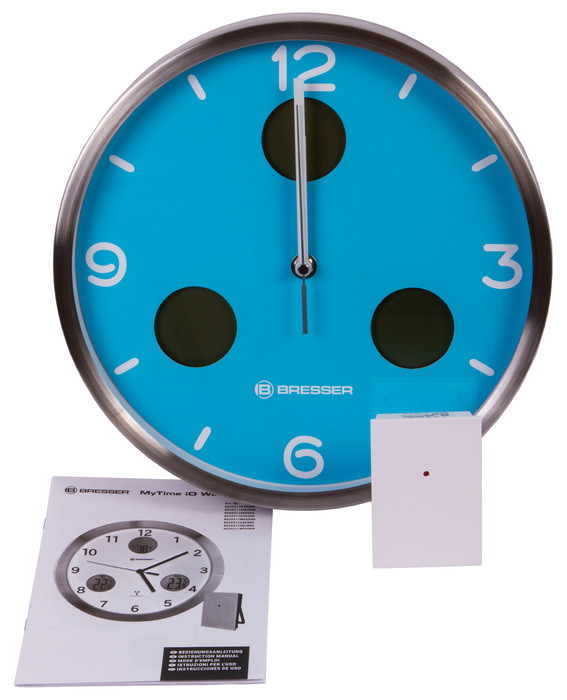 Bresser MyTime io NX Thermo/Hygro, 30 см, голубые проекционные часы