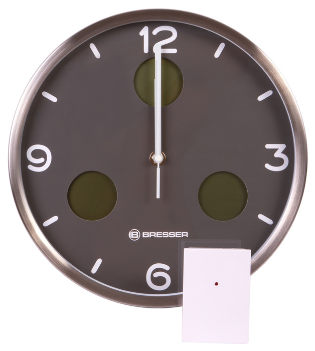 Bresser MyTime io NX Thermo/Hygro, 30 см, серые проекционные часы