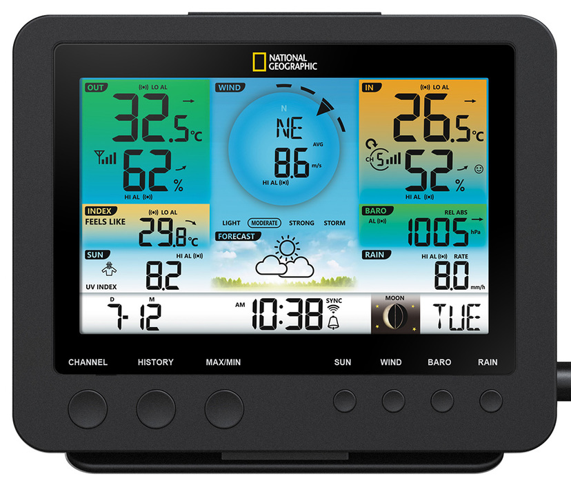 Bresser National Geographic 7 в 1 Wi-Fi с цветным дисплеем (77195) цифровая метеостанция