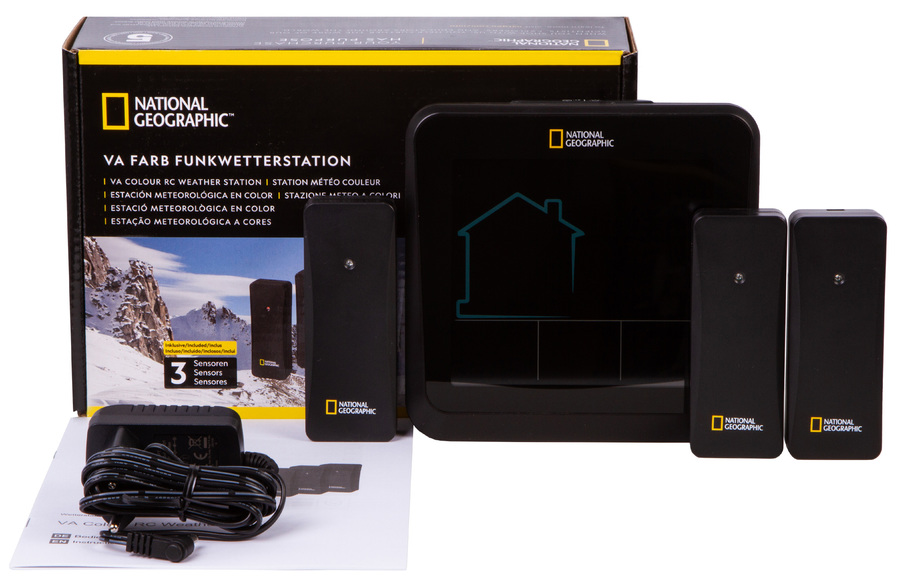 Bresser National Geographic VA цветной дисплей (3 датчика) (77409) цифровая метеостанция