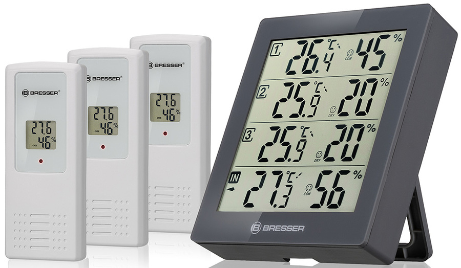 Bresser Temeo Hygro Quadro, серая (75692) цифровая метеостанция