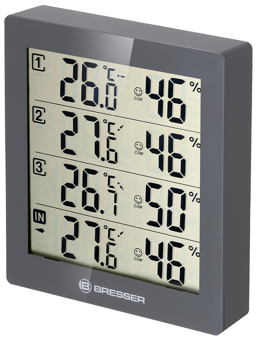 Bresser Temeo Hygro Quadro, серая (75692) цифровая метеостанция
