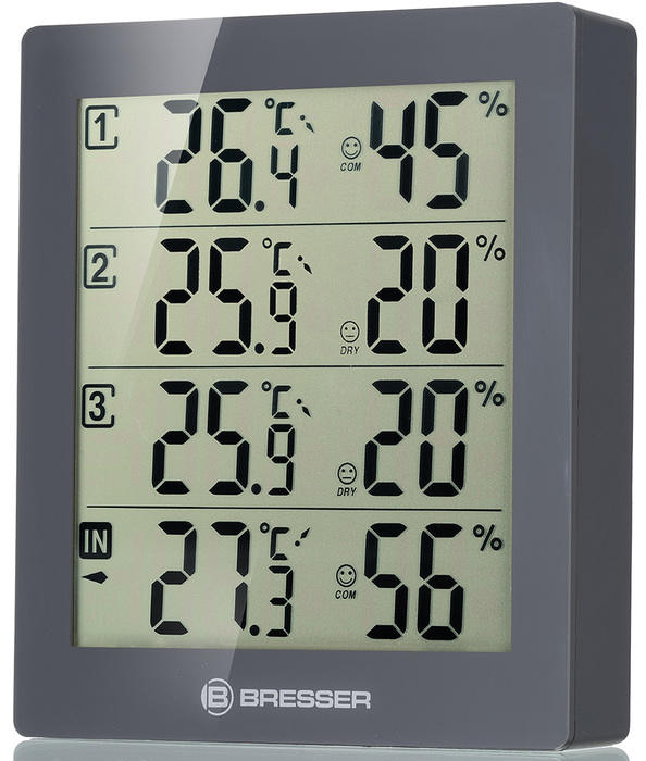 Bresser Temeo Hygro Quadro, серая (75692) цифровая метеостанция
