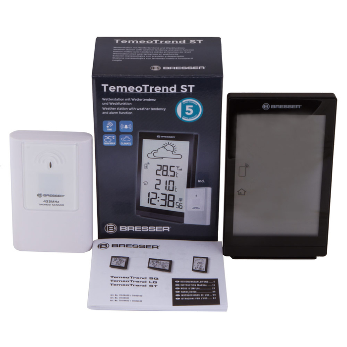 Bresser TemeoTrend ST с радиоуправлением (черная) (73265) цифровая метеостанция