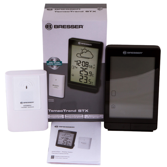 Bresser TemeoTrend STX с радиоуправлением (черная) (73270) цифровая метеостанция