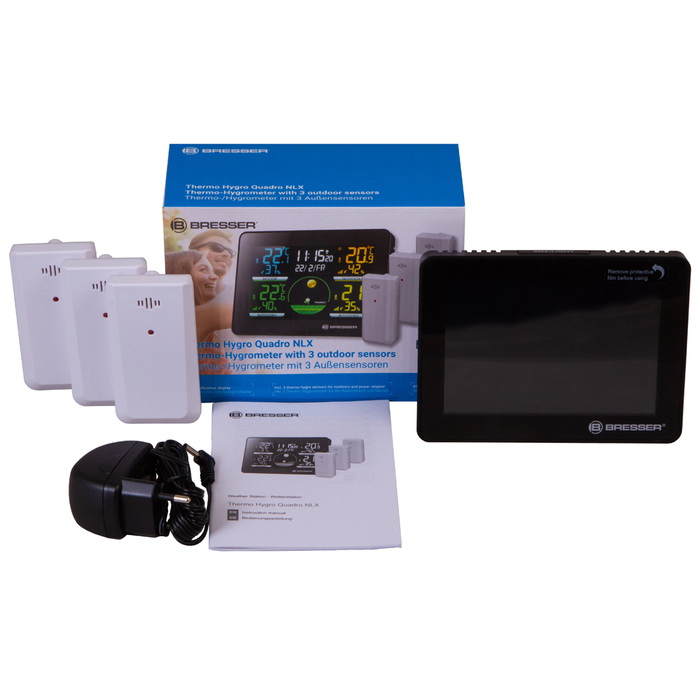 Bresser Thermo Hygro Quadro NLX с тремя датчиками (75319) цифровая метеостанция