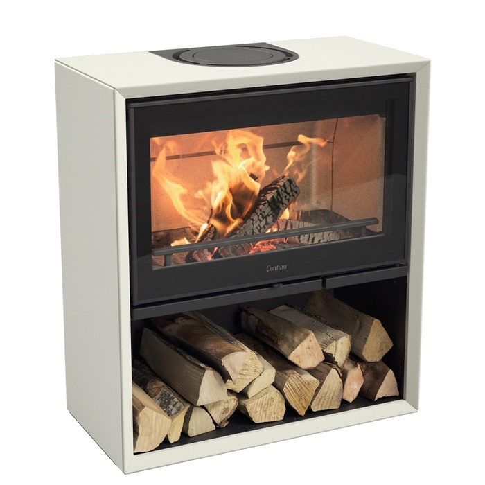 Contura 310G, стеклянная дверца, белый печь-камин