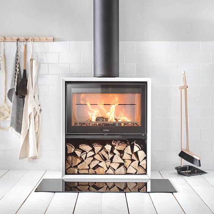 Contura 310G, стеклянная дверца, белый печь-камин