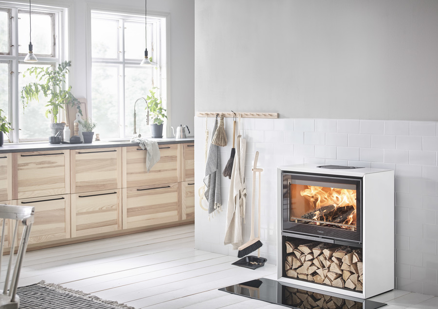 Contura 310G, стеклянная дверца, белый печь-камин