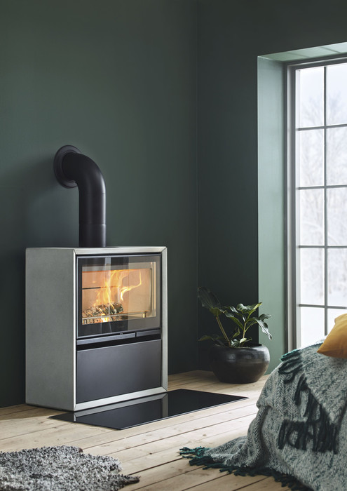 Contura 320A, артстоун, чугунная дверца, черный печь-камин