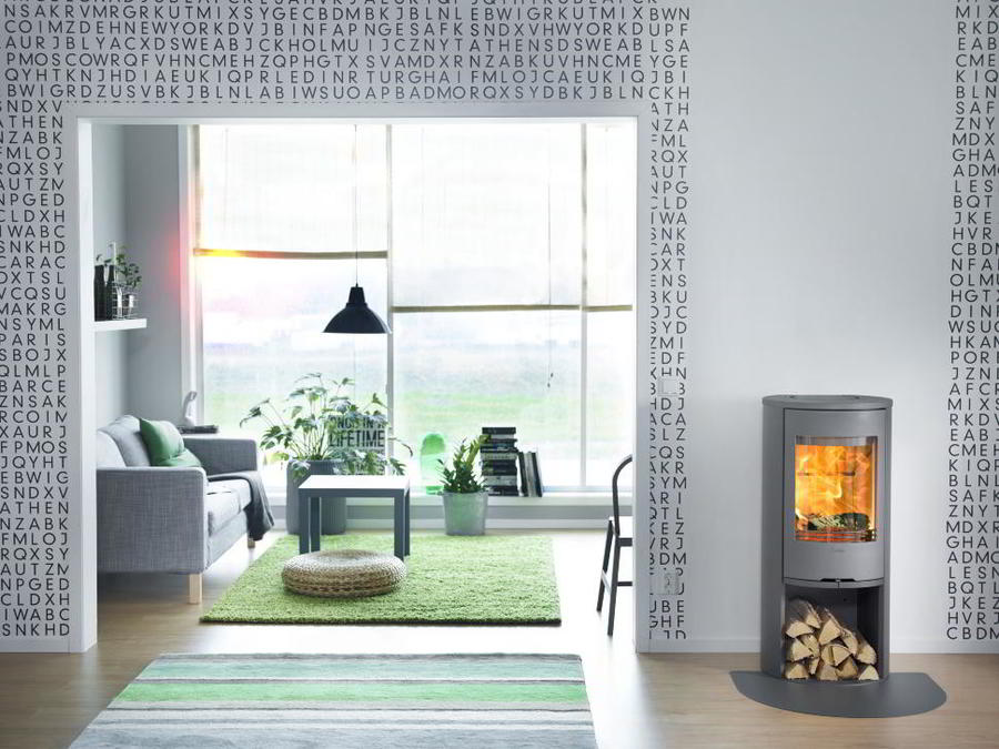 Contura 510:1 Style, чугунная дверца, серый печь-камин