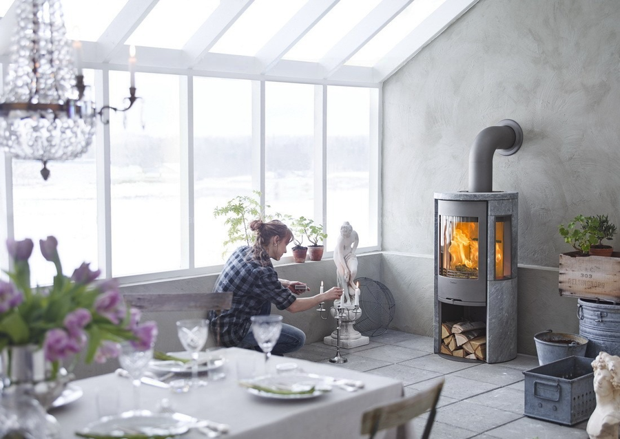 Contura 556T Style, талькомагнезит, серый печь-камин