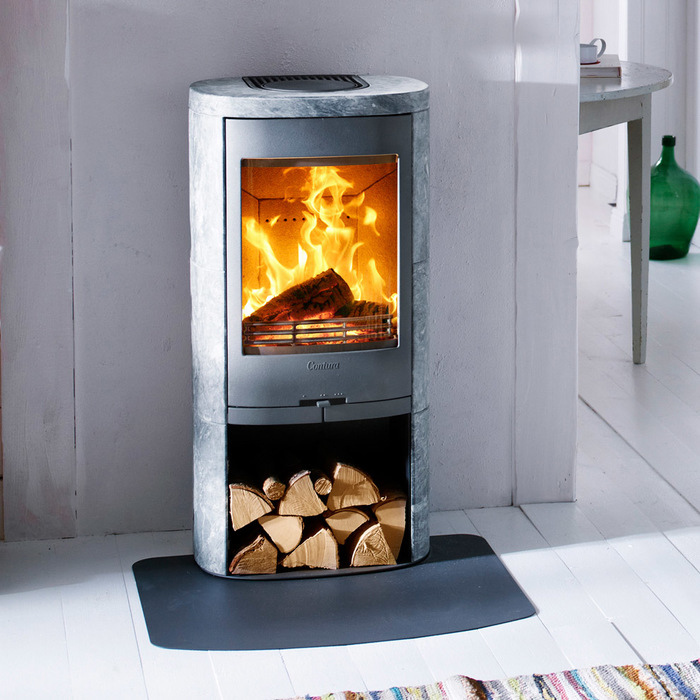 Contura 820T, чугунная дверца, серый печь-камин