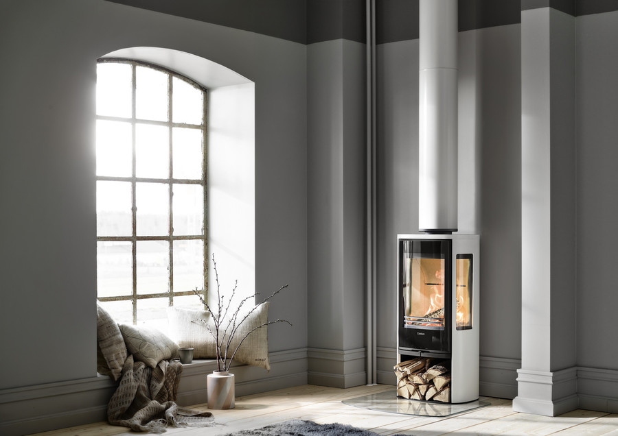 Contura 856G:2, стеклянная дверца, белый печь-камин