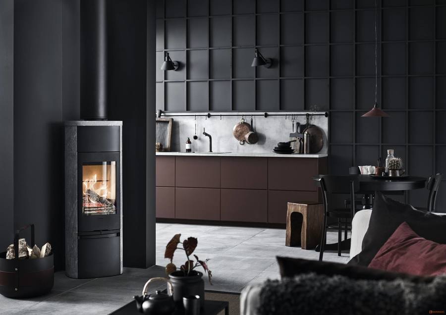 Contura 890T Style, чугунная дверца, серый печь-камин