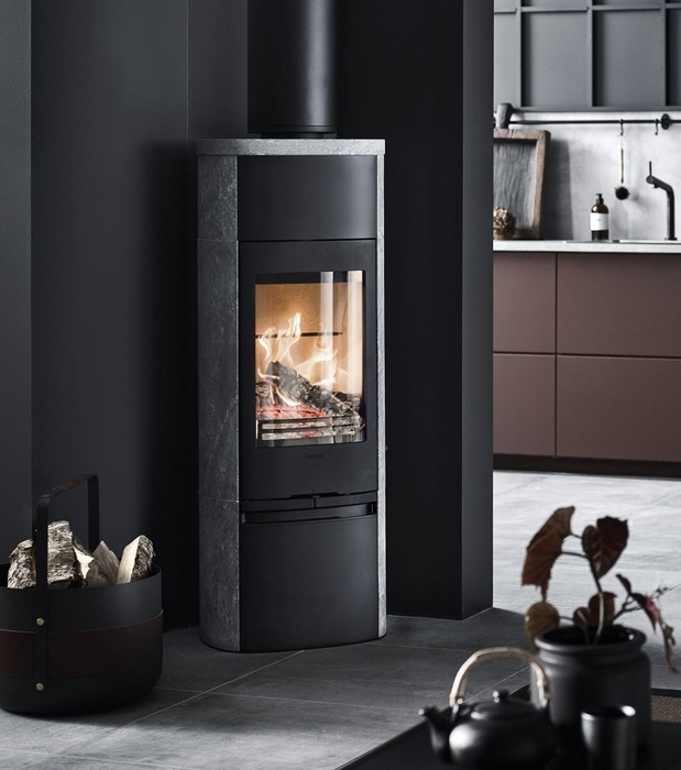 Contura 890T Style, чугунная дверца, серый печь-камин