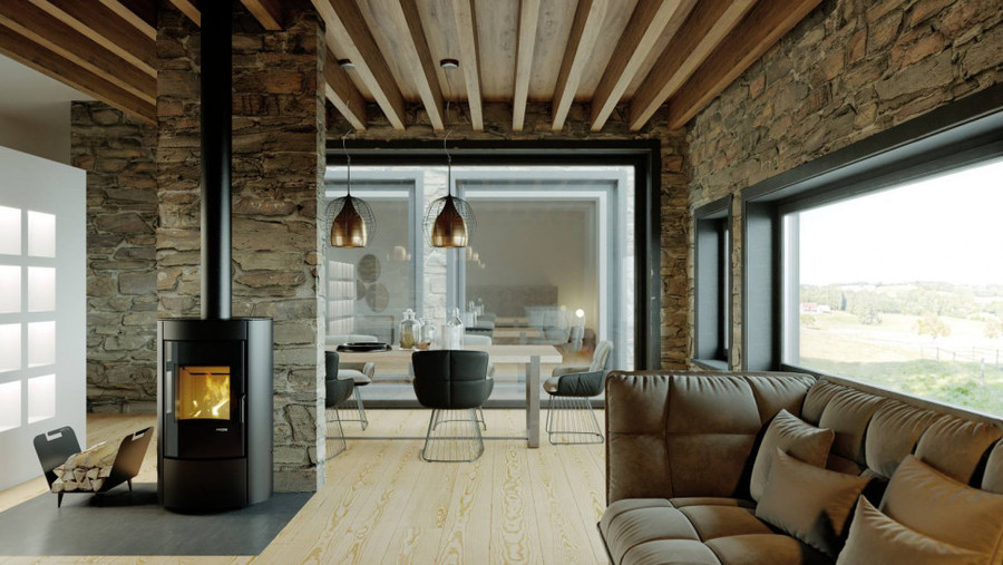 DEFRO HOME CERES, серая сталь дровяная печь