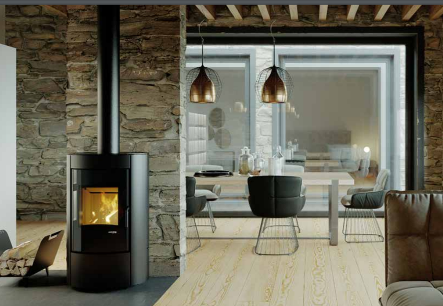 DEFRO HOME CERES ELI, красная сталь дровяная печь