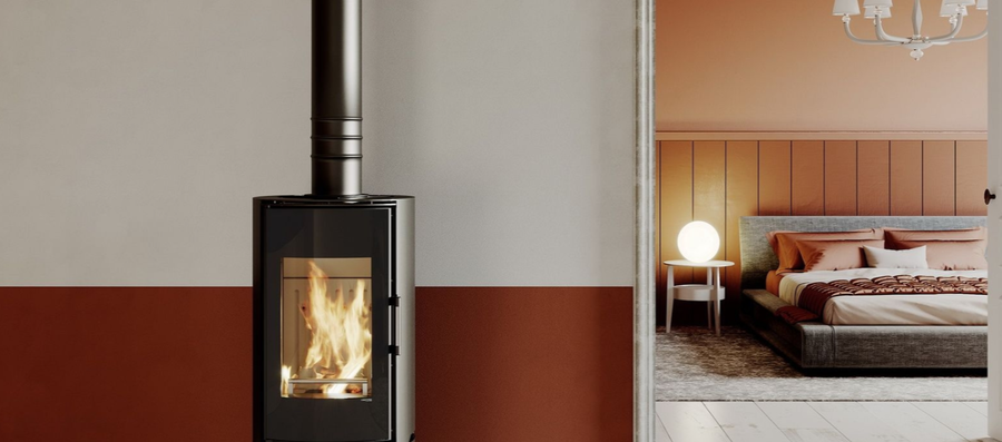 DEFRO HOME ORBIS LOG, коричневая сталь дровяная печь