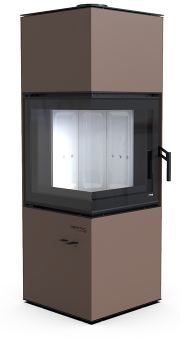 DEFRO HOME QUADROOM, коричневая сталь дровяная печь