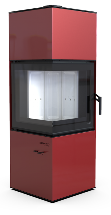 DEFRO HOME QUADROOM, красная сталь дровяная печь