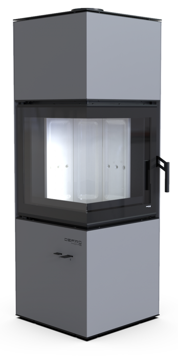DEFRO HOME QUADROOM, серая сталь дровяная печь