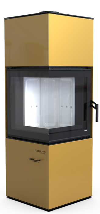 DEFRO HOME QUADROOM, золотая сталь дровяная печь