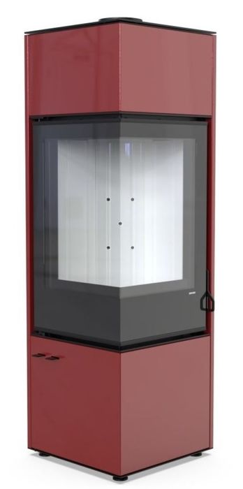 DEFRO HOME QUADROOM LONG, красная сталь дровяная печь