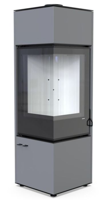 DEFRO HOME QUADROOM LONG, серая сталь дровяная печь