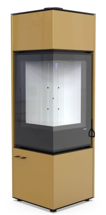 DEFRO HOME QUADROOM LONG, золотая сталь дровяная печь