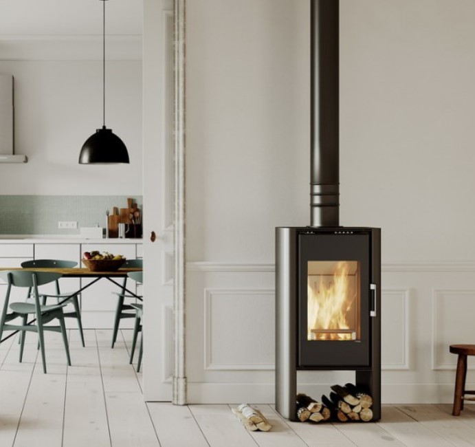 DEFRO HOME SOLUM LOG, серая сталь дровяная печь