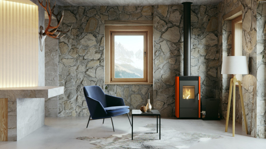 DEFRO HOME VIVA, красная сталь дровяная печь