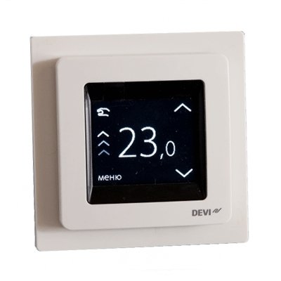 ДЕВИ Терморегулятор Devireg Touch c датчиком пола и воздуха (Полярно-Белый) терморегулятор для теплого пола