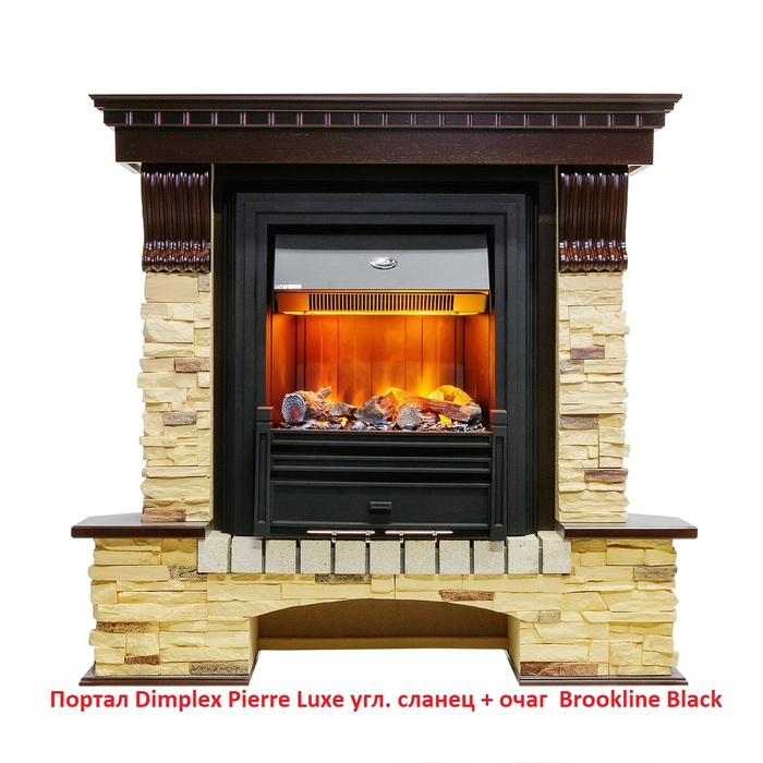 Dimplex Pierre Luxe угл. сланец (классика Opti-Myst, Optiflame) угловой классический портал