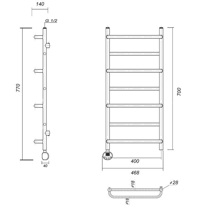 Domoterm Орфей П7 400*700 АБР EL электрический полотенцесушитель лесенка
